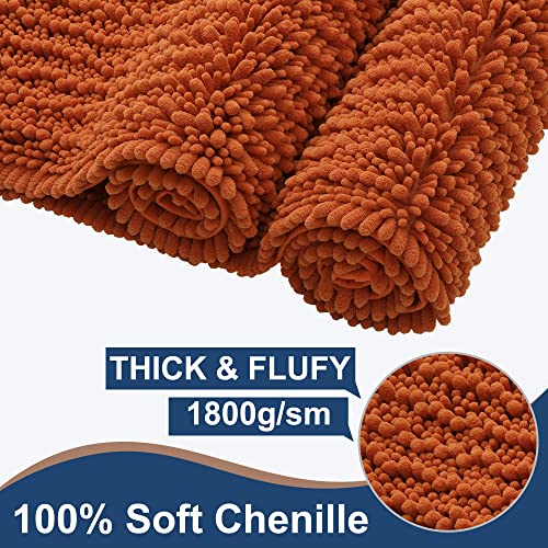 FLOLEOPA Luxury Chenille Burnt Orange Bathroom Rugs Bath Mats Sets, Extra Soft and Absorbent Bathroom Rugs Non Skid Machine Wash Dry Bath Mats（47"x17" Plus 17"x24"） - Image 3