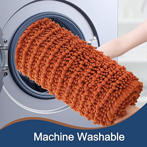 FLOLEOPA Luxury Chenille Burnt Orange Bathroom Rugs Bath Mats Sets, Extra Soft and Absorbent Bathroom Rugs Non Skid Machine Wash Dry Bath Mats（47"x17" Plus 17"x24"） - Image 5