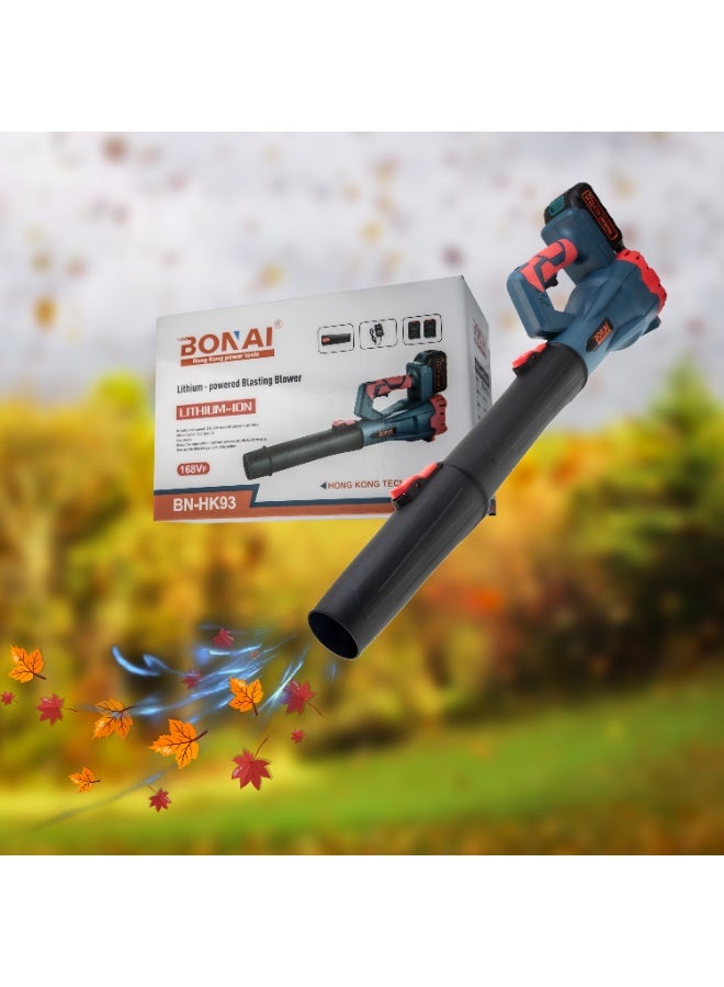 بوناي منفاخ هواء لاسلكي يعمل بالليثيوم من بوناي BN-HK93، بقوة 168 فولت/6 أمبير/ساعة، ومحرك عالي السرعة 28000 دورة في الدقيقة، وقوة رياح 750 جم، ومنفاخ هواء كهربائي 220 فولت، وأداة كهربائية قابلة لإعادة الشحن للاستخدام المنزلي والصناعي. - Image 2