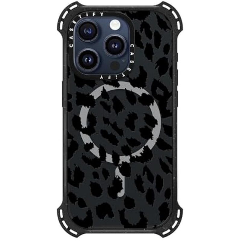 كاستيفي CASETiFY Bounce iPhone 15 Pro Case 【6X Military Grade Drop Tested / 21.3ft Drop Protection/Compatible with Magsafe】 - Lacie Leopard - Triple Black - Image 2