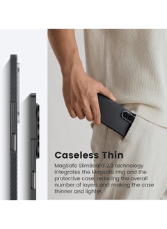 PITAKA Z Fold 6 MagEZ Case, Slim & Light For Samsung Z Fold 6 with a Case-Less Touch Feeling, 600D Aramid Fiber Woven Design - Black/Gray  - Image 3