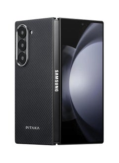 PITAKA Z Fold 6 MagEZ Case, Slim & Light For Samsung Z Fold 6 with a Case-Less Touch Feeling, 600D Aramid Fiber Woven Design - Black/Gray  - Image 1