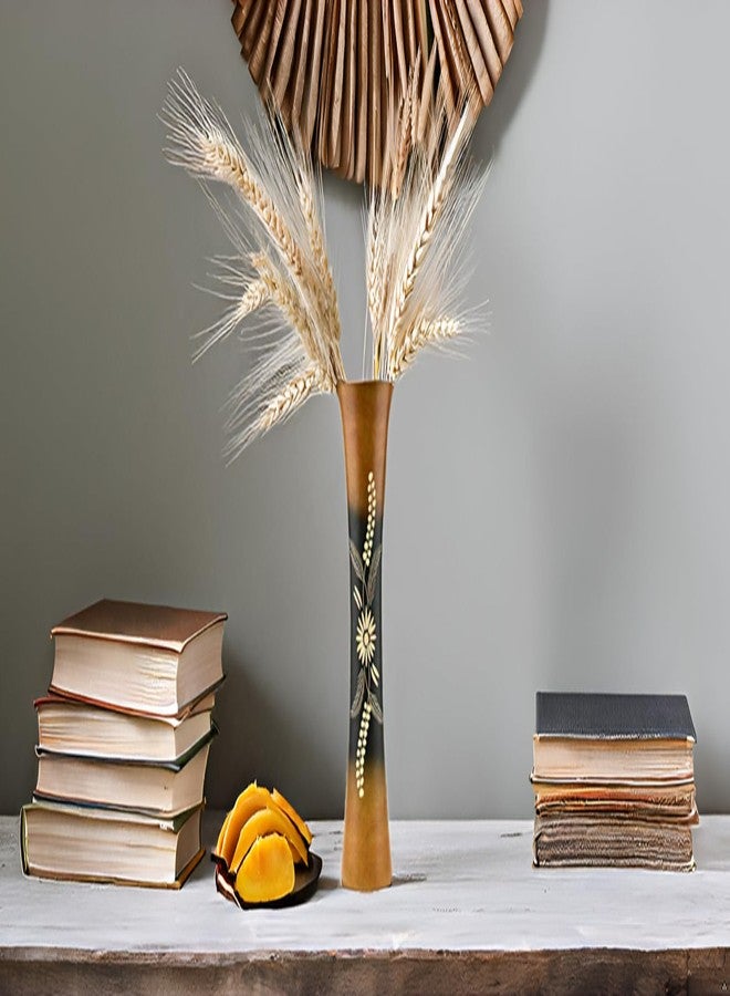 AeraVida Delicate Daisy Flower Brown and Black Concaving Mango Tree Wood Vase | Beautiful Flower Vase for Home Decor - Image 5