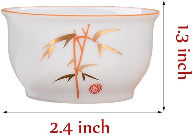 Woonsoon Chinese Handmade Kungfu Tea Cup 60 mlBone China Teacup Set of 4Ceramic Tea Mugs Without HandlesBest GiftBamboo - Image 4