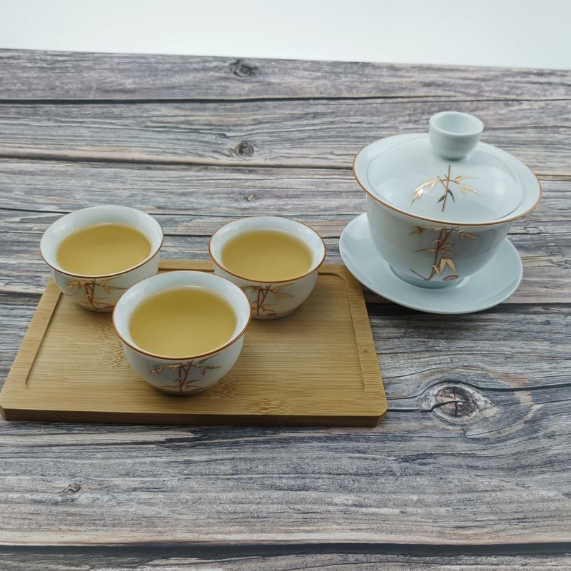Woonsoon Chinese Handmade Kungfu Tea Cup 60 mlBone China Teacup Set of 4Ceramic Tea Mugs Without HandlesBest GiftBamboo - Image 3