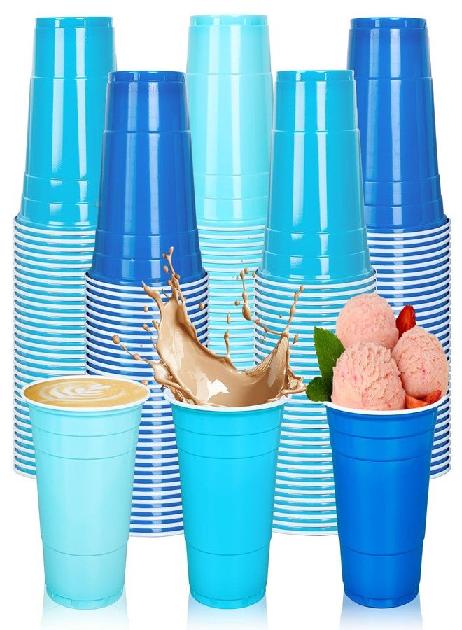 JarThenaAMCS 150Pcs Blue Plastic Cups 16Oz Gradient Blue Disposable Drinking Cup Bulk for Father' s Day Ocean Party Baby Shower Birthday Winter Supplies - Image 1