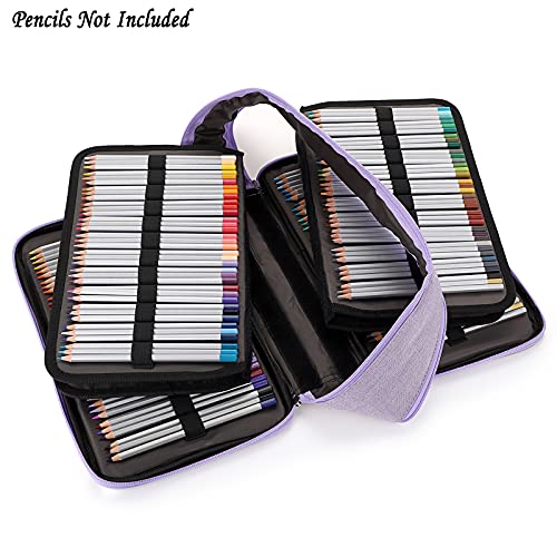 BTSKY Colored Pencil Case 360 Slots Pen Pencil Bag Organizer High Capacity Pens Holder with Double Zippers Multilayer Holder for Crayola Colored Pencils Watercolor Pens & Gel Pens Purple - Image 5