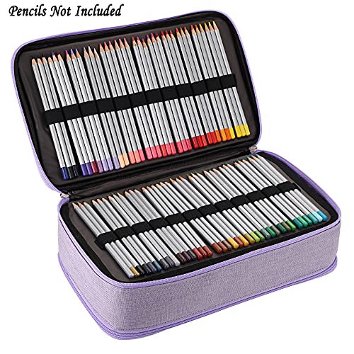 BTSKY Colored Pencil Case 360 Slots Pen Pencil Bag Organizer High Capacity Pens Holder with Double Zippers Multilayer Holder for Crayola Colored Pencils Watercolor Pens & Gel Pens Purple - Image 4