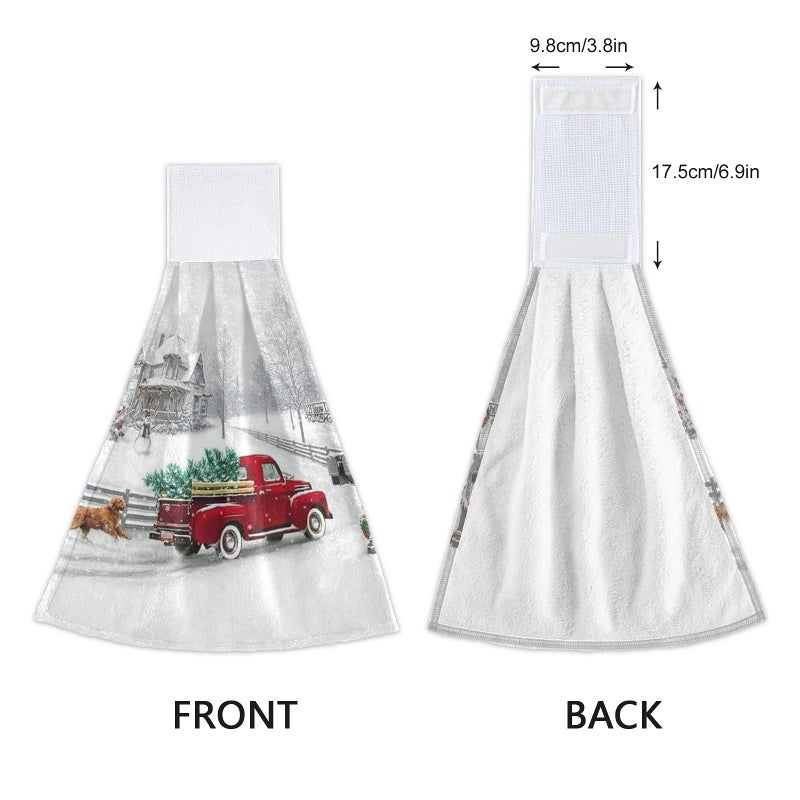 Boccsty Boccsty Christmas Winter Truck Hanging Kitchen Towels 2 Pcs Winter Snowflake Hand Bath Towels Tie Towels Tea Bar Towels for Bathroom Farmhouse Housewarming Tabletop Home Decor - Image 5