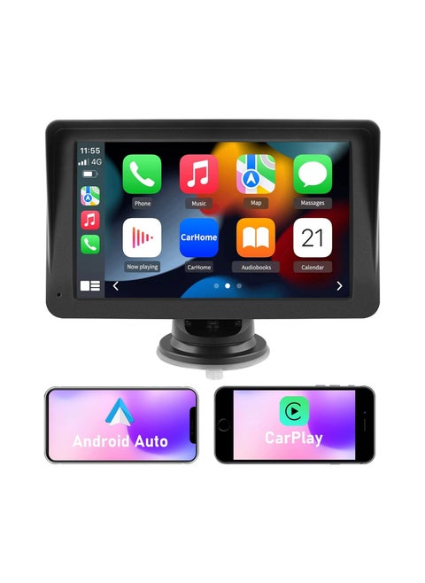 Portable Wireless Apple Carplay and Android Auto Car Radio Stereo, 7 inches IPS Touchscreen Multimedia Player & Bluetooth 5.0 Audio Hands Free Calling, Mirror Link/GPS/Siri