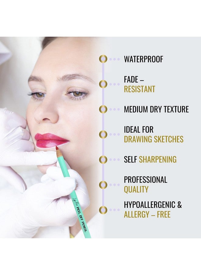 BRAWNA 12 Pcs Lip Pro Pencils With 2 Sharpener Blades Durable Waterproof Peel Off Lip Pencil Pmu Lip Blush Supplies Red - Image 3