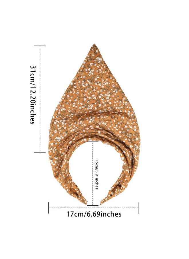 HAIMEIKANG Floral Hair Scarf Headbands For Women Boho Bandanas For Women Triangle Kerchief Solid Color Hair Bands Vintage Head Scarf (Beige+Yellow+Black)  - Image 3