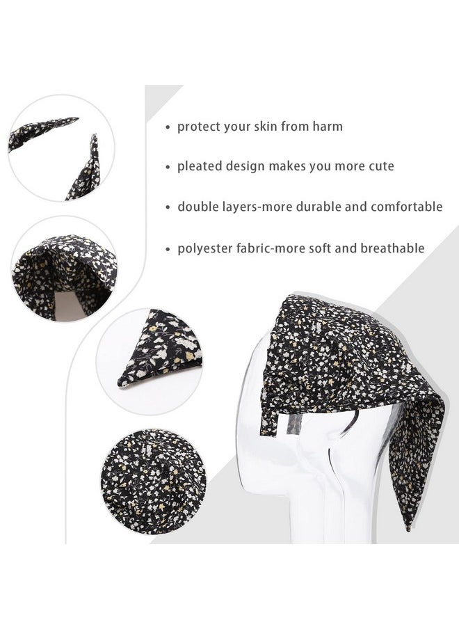 HAIMEIKANG Floral Hair Scarf Headbands For Women Boho Bandanas For Women Triangle Kerchief Solid Color Hair Bands Vintage Head Scarf (Beige+Yellow+Black)  - Image 4