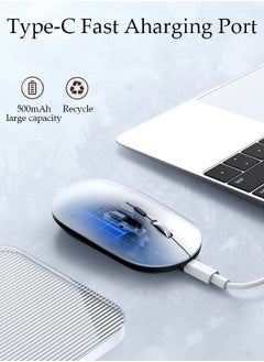 DUNISO Wireless Mouse, Slim Mouse Silent Mice Noiseless for Laptop with 2.4G USB Adapter Ultrafast Scrolling Portable Mouse Compatible with PC HP Lenovo ASUS Dell Smart TV  - Image 4
