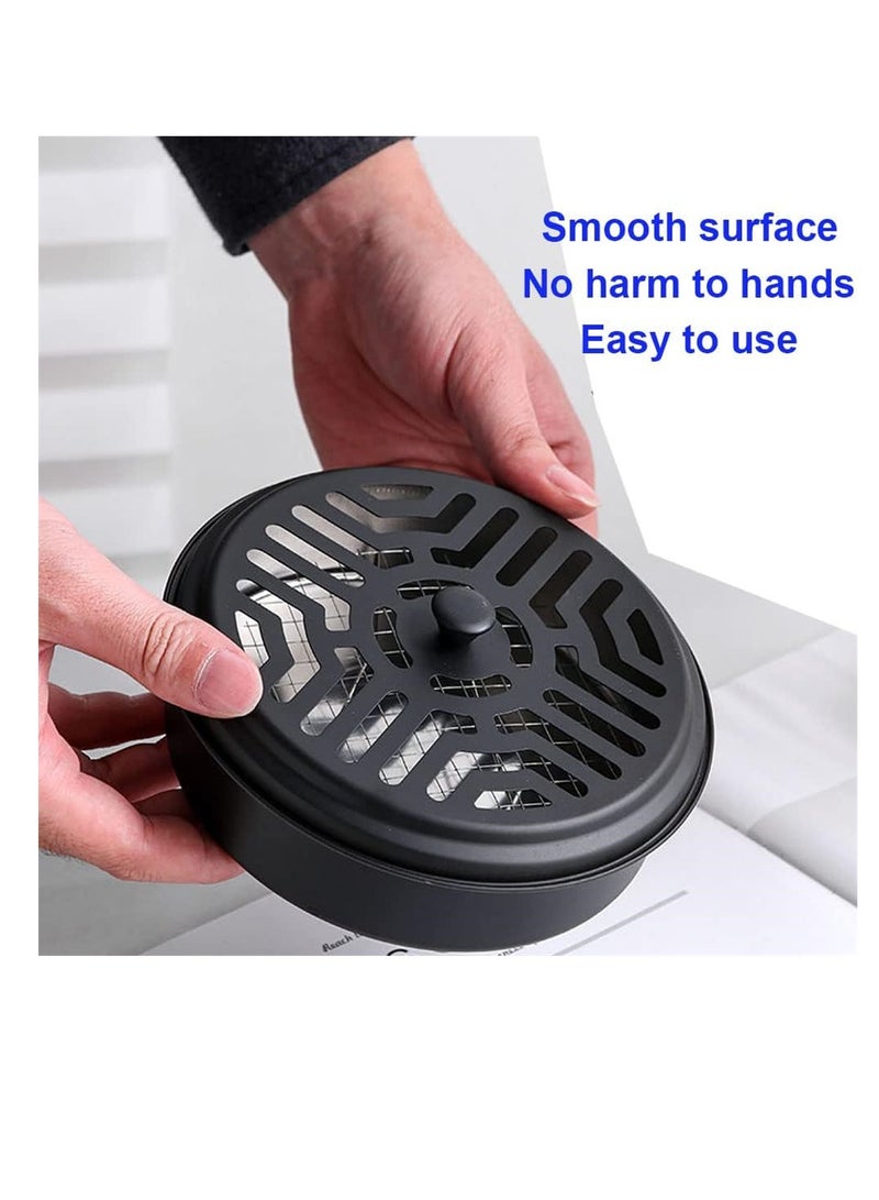 2 Pack Portable Round Mosquito Coil Holder - Metal Incense Burner for Home & Camping, Black Sandalwood Incense Box - Image 3