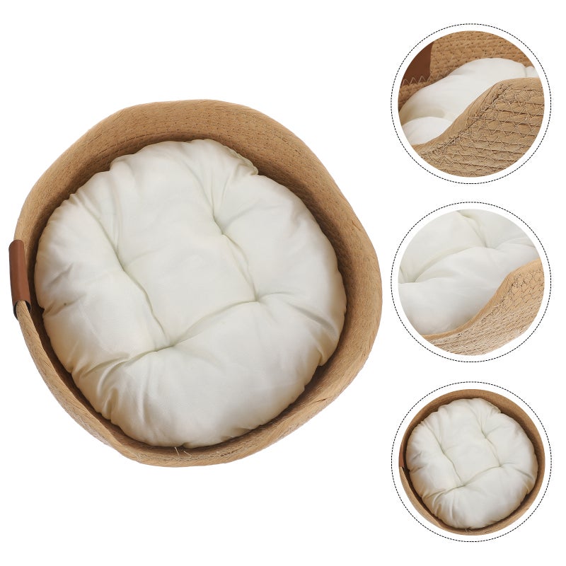 2pcs Woven Cat Bed Comfortable Cushioned Pet Nest Cat Sleeping Bed Pet Sleeping Nest - Image 1