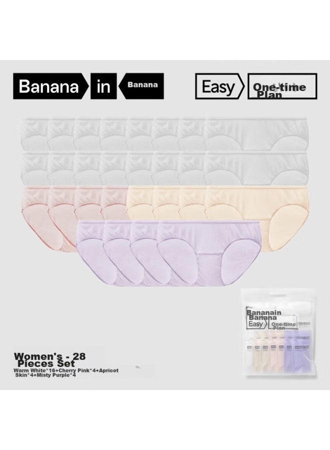 Bananain Jiaonei Women's Disposable Underwear, Daily Use, 100% Pure Cotton, Eo Sterilized, For Business Trips, Travel, Military Training, No-wash Triangle Panties, 28-pack - Image 1