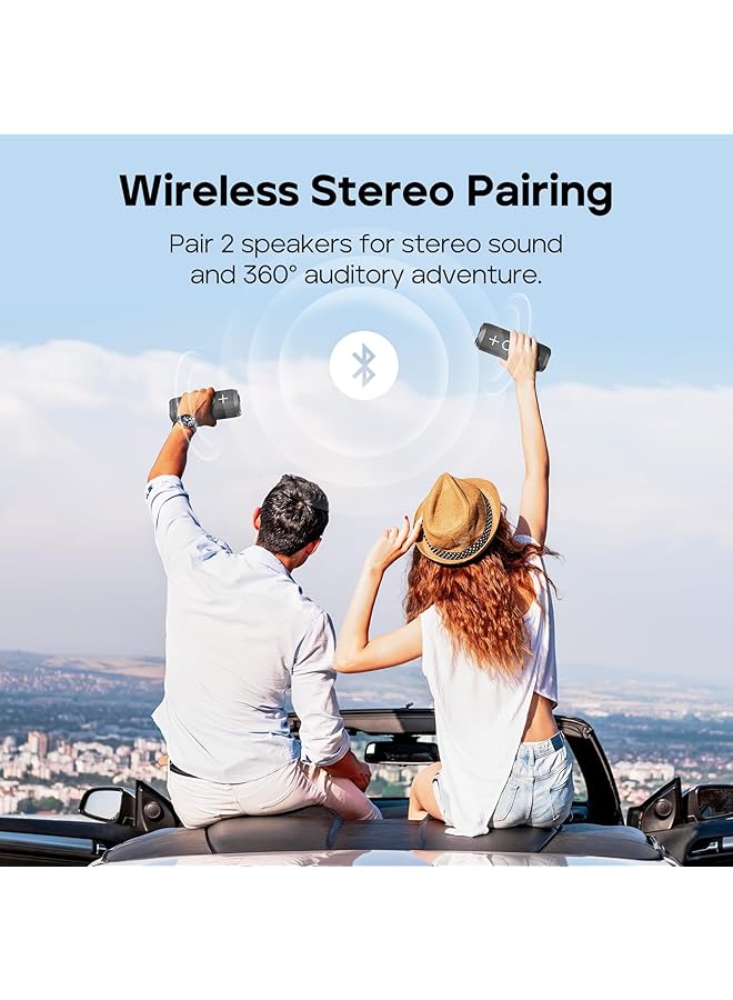 إيروريكس مكبر صوت Stormbox 2 بتقنية البلوتوث مع صوت محيطي 34 وات 360 درجة بتقنية Xbass Tech 24H وقت تشغيل IPX7 مقاوم للماء بتقنية البلوتوث 5.3 TWS مكبر صوت محمول لاسلكي للاستخدام في الهواء الطلق - Image 3