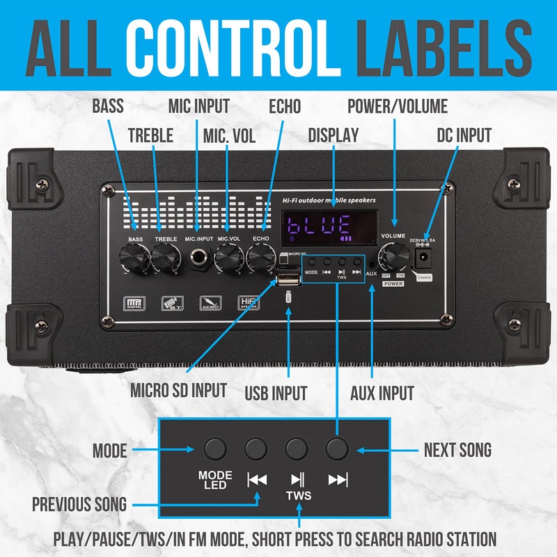 PyleUsa Vintage Bluetooth Speaker - Rechargeable Leather Portable Wireless BT Retro Style Audio System with TWS, FM Radio, 120W Heavy Bass Music Player, 5H Long Playtime, AUX, Mic in, w/Remote Control - Image 5