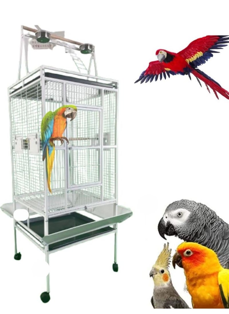 Generic Parrot Large cage with rolling stand 3 wood stick 4 Food Container large with top stand for big parrots such as casco cocatoo,conure,Parakeet,Budgerigar,Fische 173 * 81 * 76 cm  - Image 1