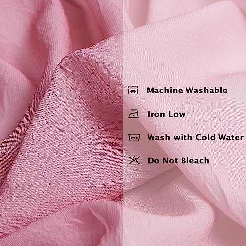 Purainbow Pink Ombre Chiffon Sheer Curtains 90 Inch Long for Living Room Bedroom Decor, Crinkle Gradient Light Filtering Window Curtain Drapes for Girls Room, Garden, Yard Decor, Set of 2 Panels, Grommet Top - Image 4