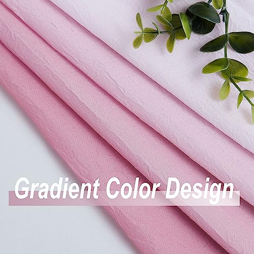 Purainbow Pink Ombre Chiffon Sheer Curtains 90 Inch Long for Living Room Bedroom Decor, Crinkle Gradient Light Filtering Window Curtain Drapes for Girls Room, Garden, Yard Decor, Set of 2 Panels, Grommet Top - Image 5