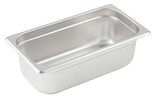 Winco 1/3 Size 4" Deep Metal Food Pan/Steam Table Pan, Anti-Jam, 24 Gauge - Image 1