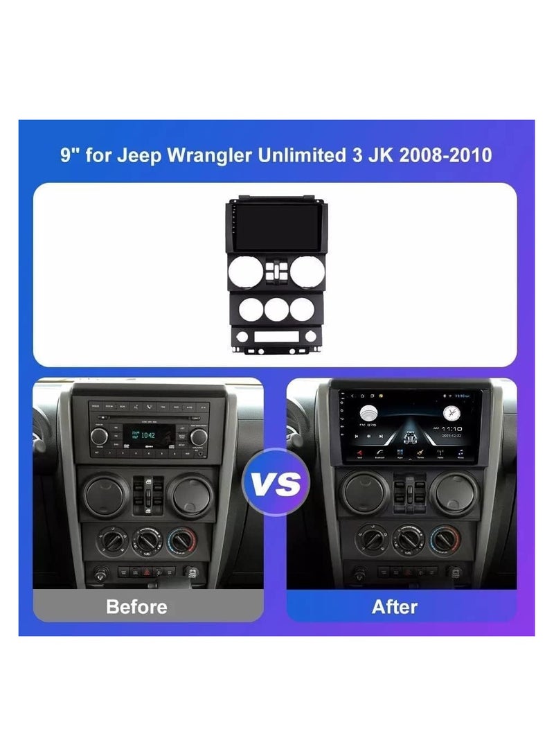 SHEZA STAR Android Car Stereo for Jeep Wrangler 2008 2009 2010 (4 Door) 2GB RAM 32GB ROM 9 Inch Support Apple Carplay, MirrorLink WiFi BT, IPS Touch Screen with AHD Camera Included - Image 2