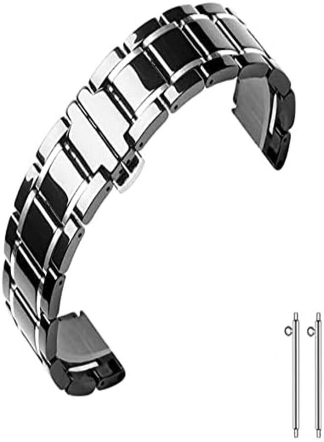 OR Elite Ceramic Strap Band for Samsung Galaxy Watch 46mm / Huawei GT2 / Gear S3 Frontier and Classic / Honor Magic 2 / Fossil - 22mm - Black / Silver