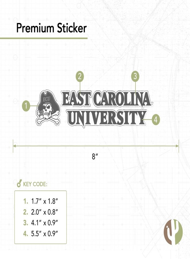 Desert Cactus East Carolina University Pirates ECU Name Logo Vinyl Decal Laptop Water Bottle Car Scrapbook (8 Inch Sticker) - Image 2