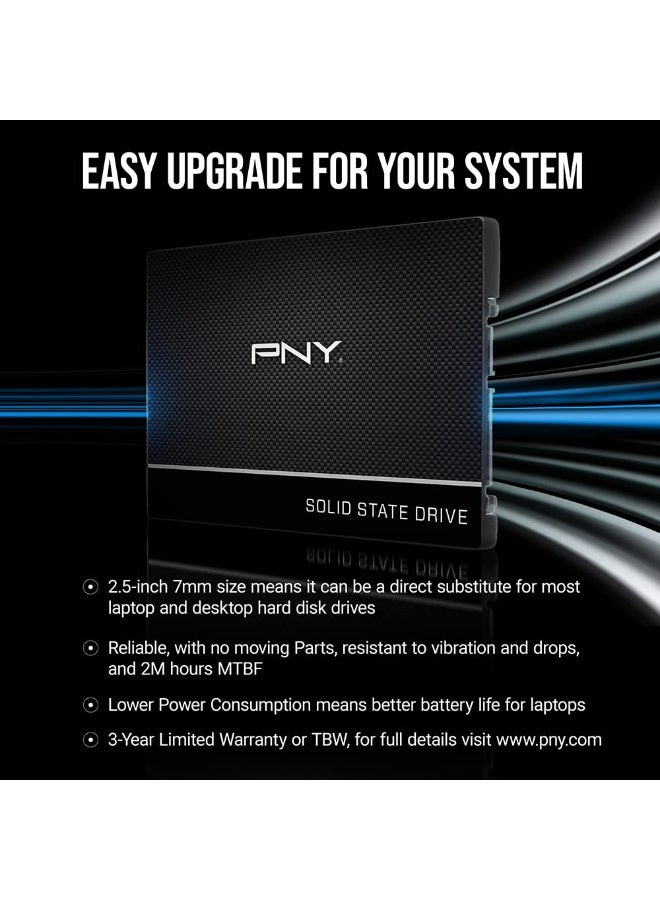 بي إن واي CS900 500GB 3D NAND 2.5" SATA III محرك أقراص الحالة الصلبة الداخلي (SSD) - (SSD7CS900-500-RB) - Image 5