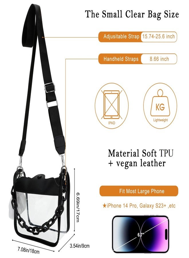 DOB SECHS Clear Bag for Stadium Approved Cross Body Transparent Concert Purse Small See Through Crossbody Bag for Sport Events Mini Cute Messenger Bag Clutch Purses Handbag Shoulder Sling Bags, Black - Image 4