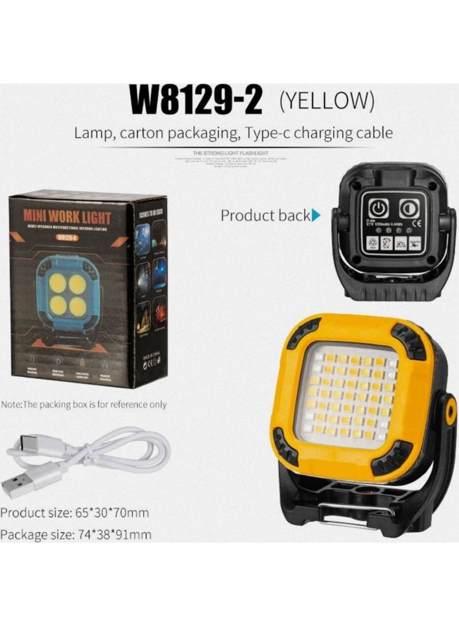 بلو فاير مصباح عمل صغير مربع متعدد الوظائف، مصباح LED مغناطيسي قابل لإعادة الشحن ومقاوم للماء IP65، للكامبينغ وإصلاح السيارات وحالات الطوارئ، مع 3 إعدادات سطوع وبطارية 1200 مللي أمبير. - Image 2