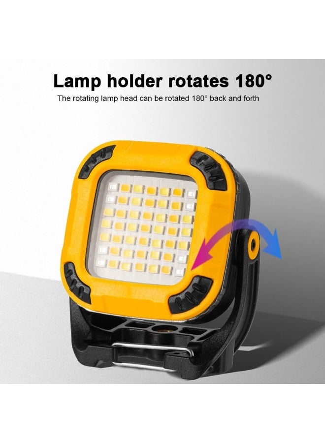 بلو فاير مصباح عمل صغير مربع متعدد الوظائف، مصباح LED مغناطيسي قابل لإعادة الشحن ومقاوم للماء IP65، للكامبينغ وإصلاح السيارات وحالات الطوارئ، مع 3 إعدادات سطوع وبطارية 1200 مللي أمبير. - Image 3