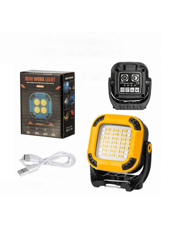 بلو فاير مصباح عمل صغير مربع متعدد الوظائف، مصباح LED مغناطيسي قابل لإعادة الشحن ومقاوم للماء IP65، للكامبينغ وإصلاح السيارات وحالات الطوارئ، مع 3 إعدادات سطوع وبطارية 1200 مللي أمبير. - Image 1