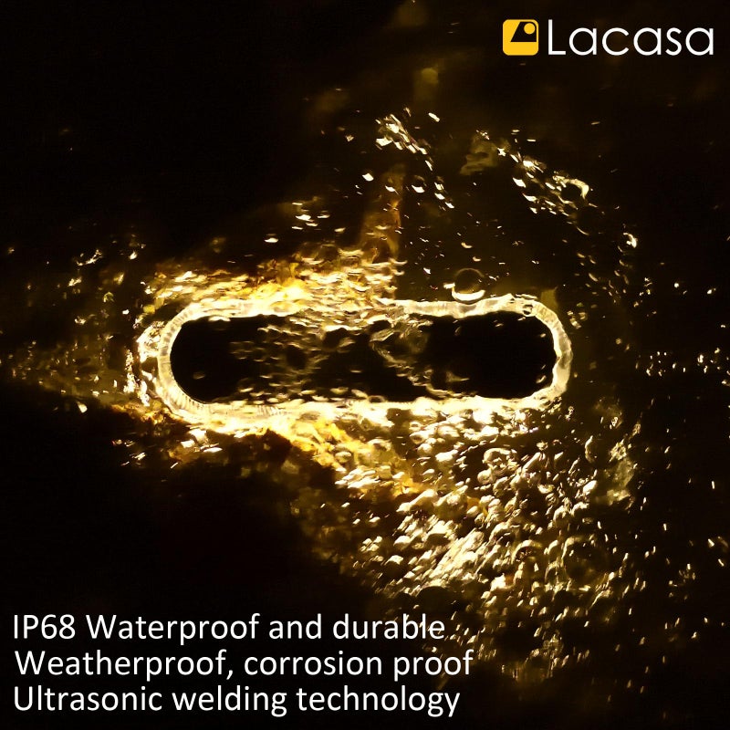 Lacasa Solar Deck Lights, 4 Pack 40LM Solar Powered Step Lights, LED Dock Light Warm White 2700K Outdoor In-Ground Lights IP68 Waterproof Auto ON/Off for Garden Stairs Driveway Pathway Lighting - Image 5