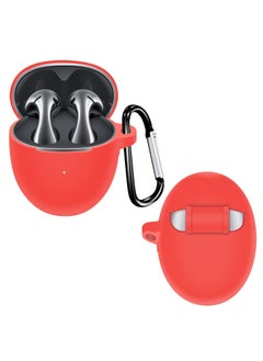 Case Compatible with Huawei FreeBuds 5 Soft Silicone Case Shock-Absorbing Protective Case with Keyring (Red)