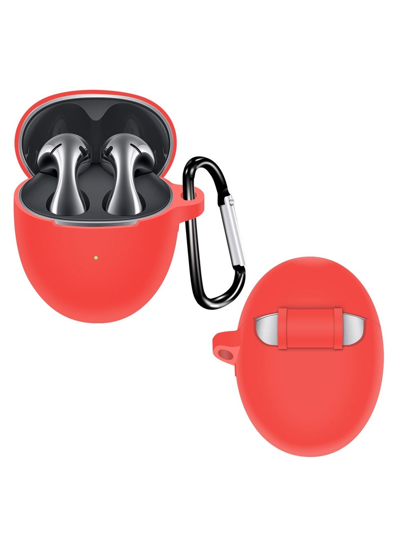Generic - Case Compatible with Huawei FreeBuds 5 Soft Silicone Case Shock-Absorbing Protective Case with Keyring (Red) - Image 1
