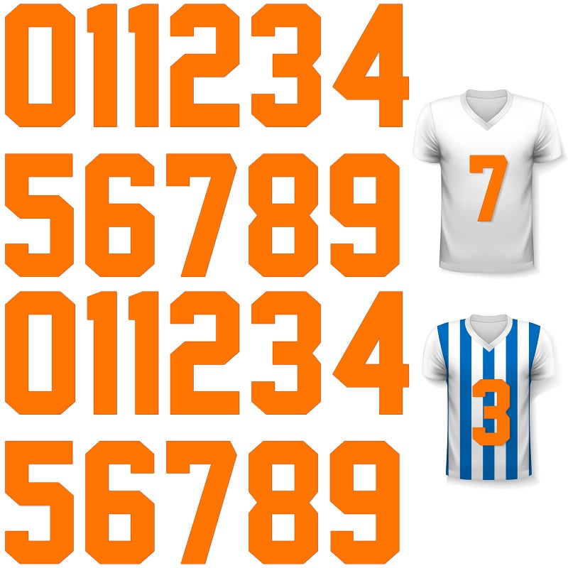 Zonon 22 Pieces Iron on Numbers T Shirt Heat Transfer 0 to 9 Jersey Numbers for Team Uniform Sports(Orange 8 Inch) - Image 1