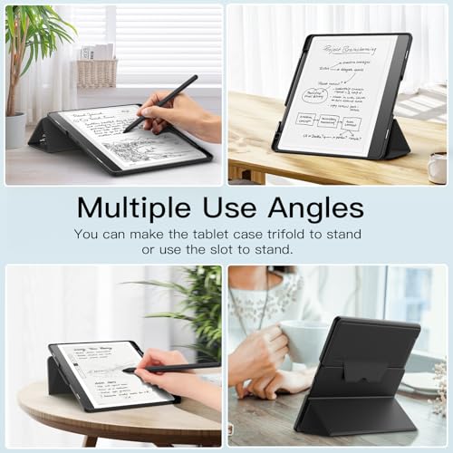 MoKo حافظة موكو للكيندل سكرايب (2024/2022) - غلاف جلد فاخر ثلاثي الطيات مع حامل قلم، وضعية النوم/الاستيقاظ التلقائية لجهاز كيندل سكرايب 10.2" أمازون 2024/2022، أسود - Image 2