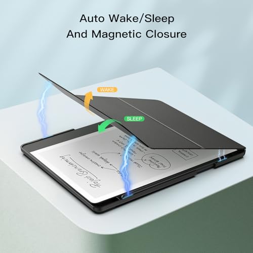 MoKo حافظة موكو للكيندل سكرايب (2024/2022) - غلاف جلد فاخر ثلاثي الطيات مع حامل قلم، وضعية النوم/الاستيقاظ التلقائية لجهاز كيندل سكرايب 10.2" أمازون 2024/2022، أسود - Image 4