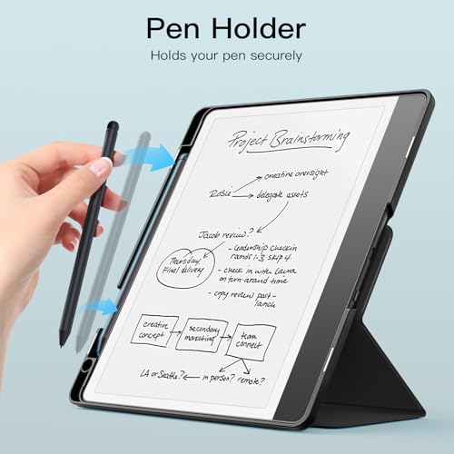 MoKo حافظة موكو للكيندل سكرايب (2024/2022) - غلاف جلد فاخر ثلاثي الطيات مع حامل قلم، وضعية النوم/الاستيقاظ التلقائية لجهاز كيندل سكرايب 10.2" أمازون 2024/2022، أسود - Image 3