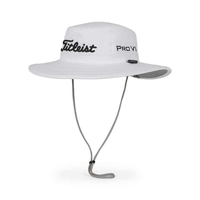 Titleist Men's Tour Aussie Golf Hat, White/Black - Image 1