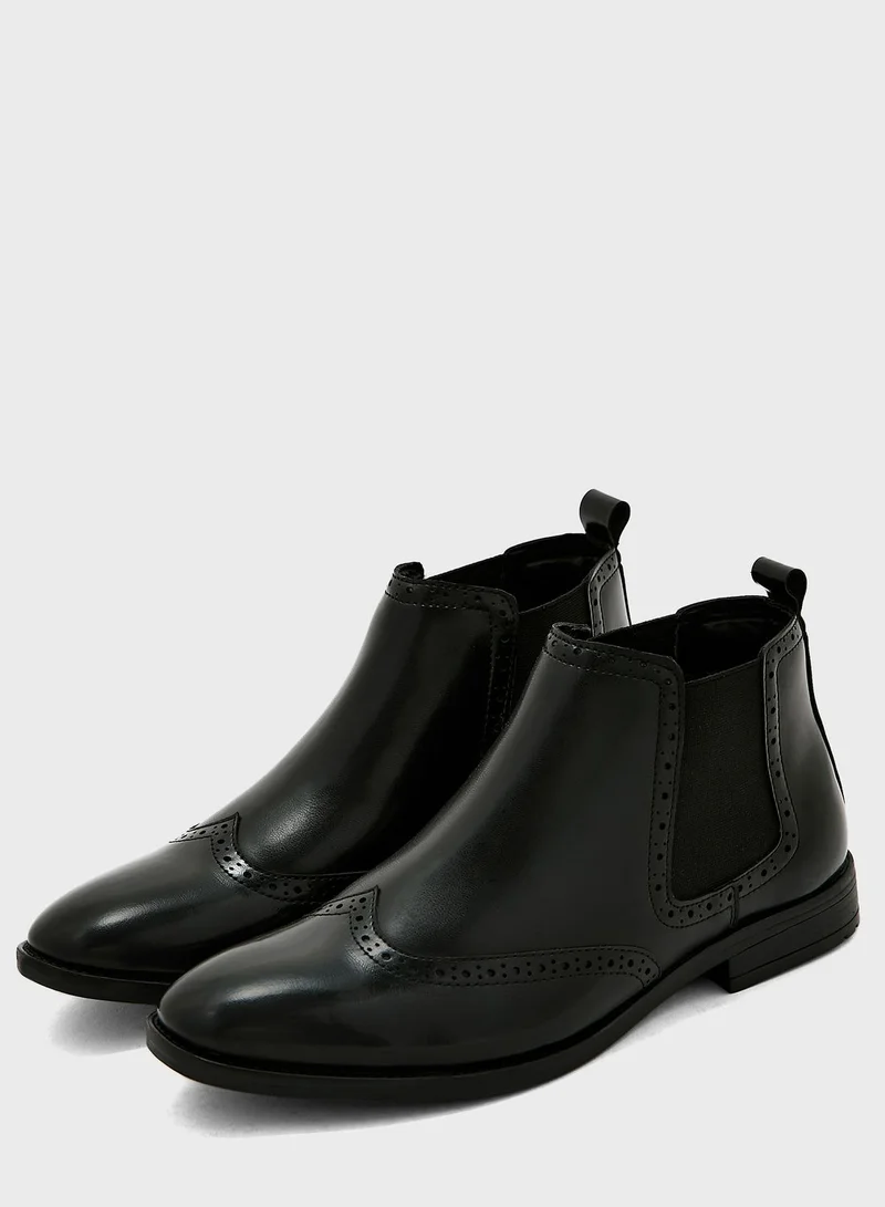 Robert Wood Formal Wing Cap Chelsea Boots