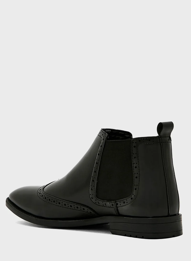 Robert Wood Formal Wing Cap Chelsea Boots