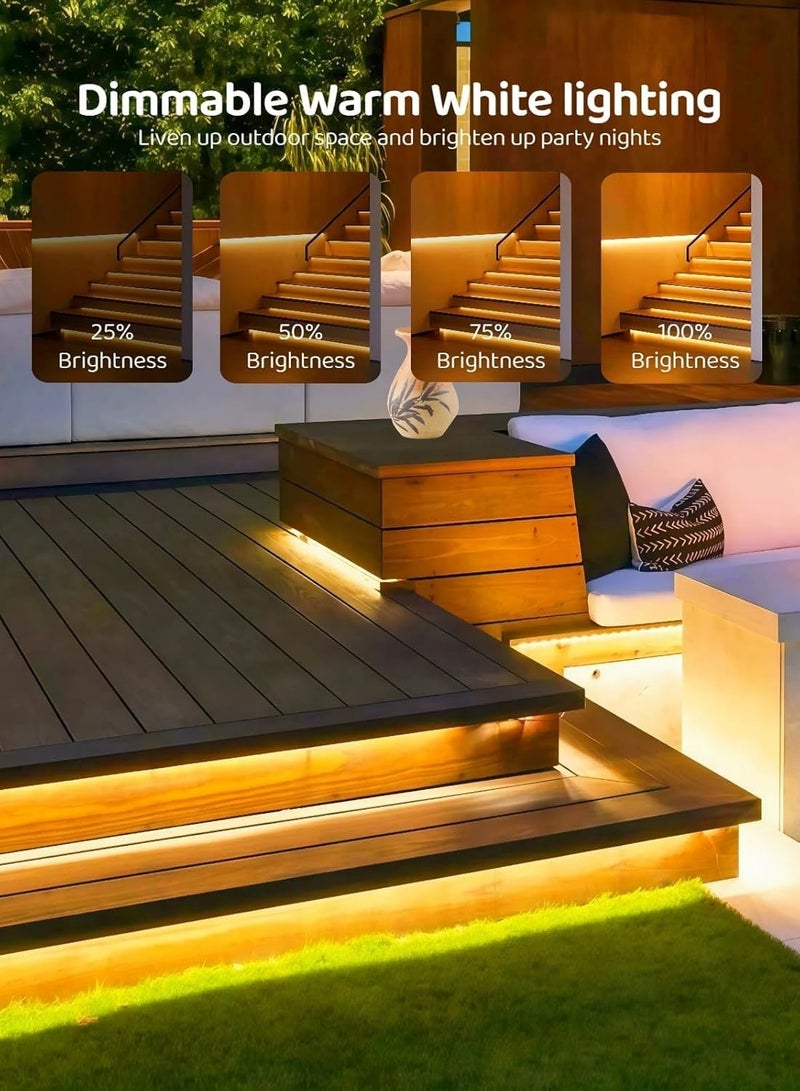 شريط ضوء LED شمسي خارجي، 20 م، 960 LED شريط خارجي، مقاوم للماء IP68 مع جهاز تحكم عن بعد، قابل للتعتيم، 8 أوضاع، شريط LED مرن للحديقة، الشرفة، البلكونة، الجازبو، تزيين المظلة، أبيض دافئ - Image 4