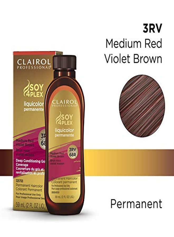 CLAIROL PROFESSIONAL صبغة ليكويكولور دائمة للشعر الداكن، 3Rv بني أحمر بنفسجي متوسط، 2 أونصة.  - Image 2