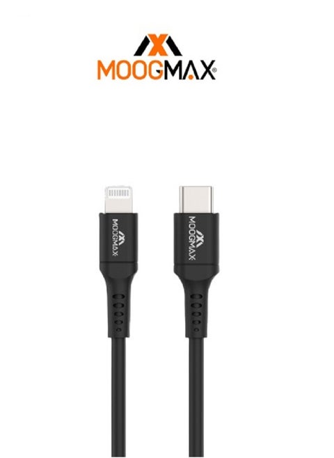 Typec to lightning plastic charging and sync cable 1M supports fast charing certificated from Apple MFIblack from Moogmax