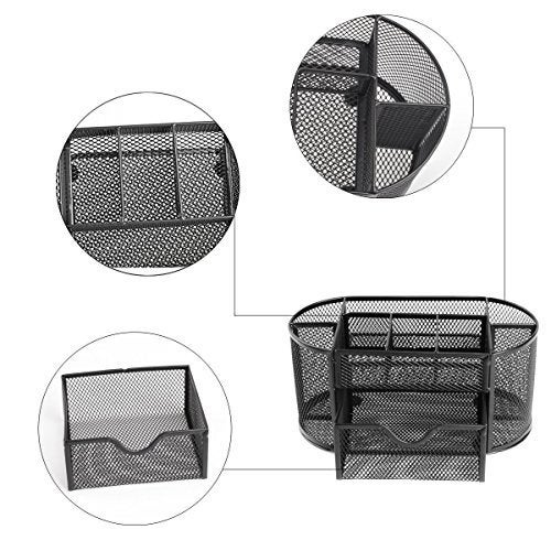 MeRaYo Metal Mesh Office Desk Organizer Stationery Pen Stand (Black Color) - Image 4