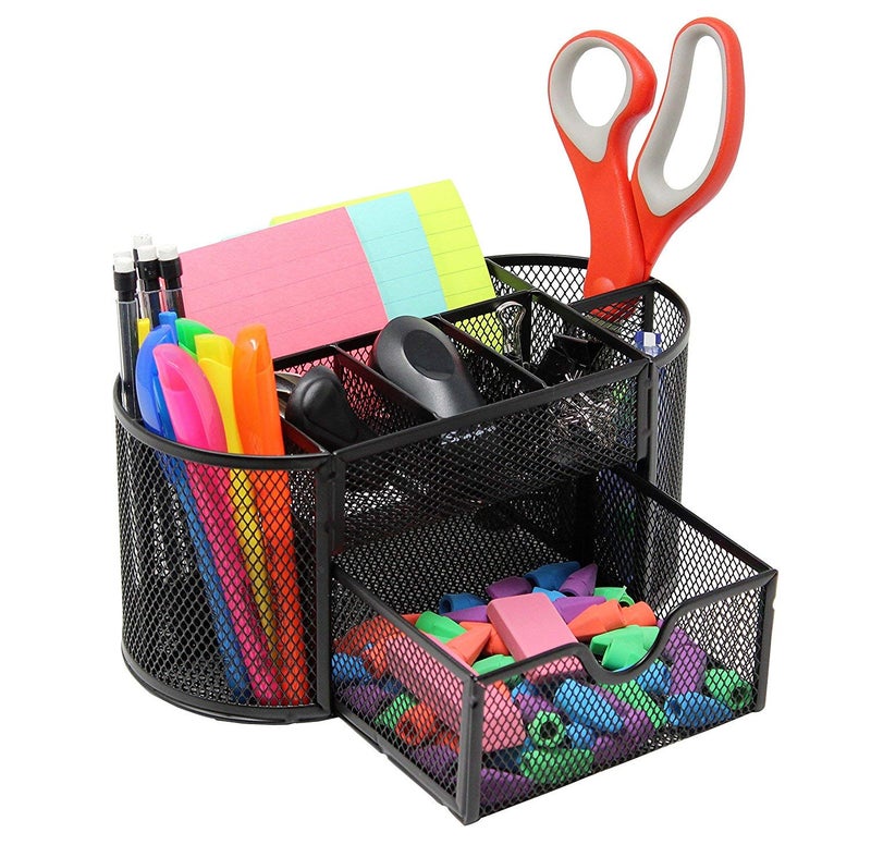 MeRaYo Metal Mesh Office Desk Organizer Stationery Pen Stand (Black Color) - Image 3